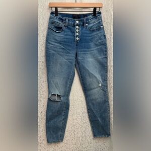 Lucky Brand Ava Super Skinny Ankle Jeans 6/28 Raw Hem Distressed Vintage Wash